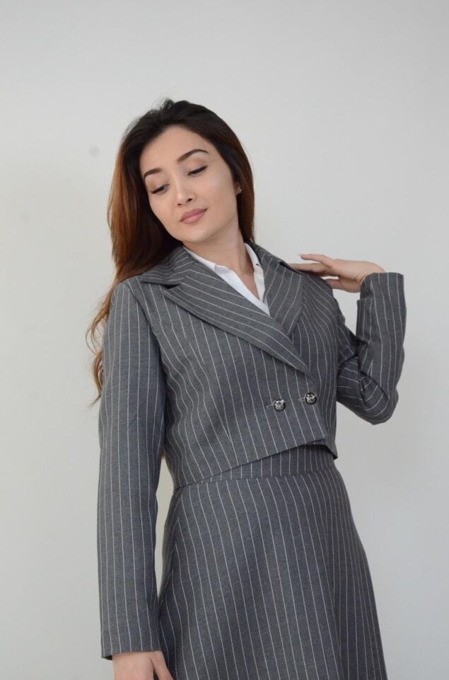 KLASİK CROP BLAZER (ÇİZGİLİ)