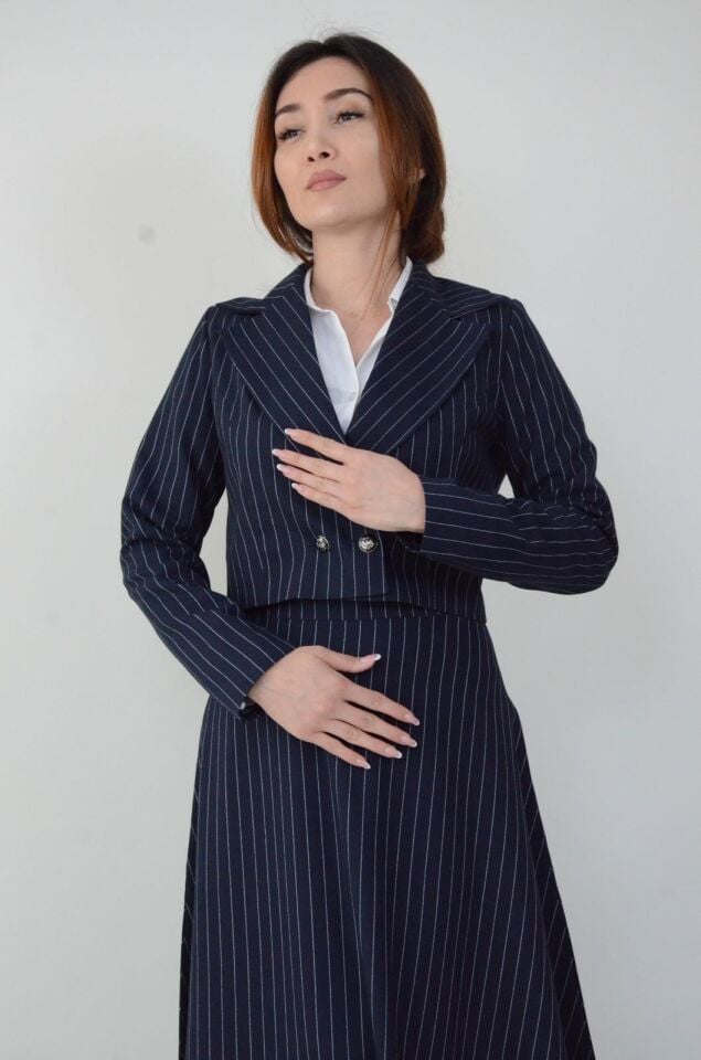 KLASİK CROP BLAZER (ÇİZGİLİ)