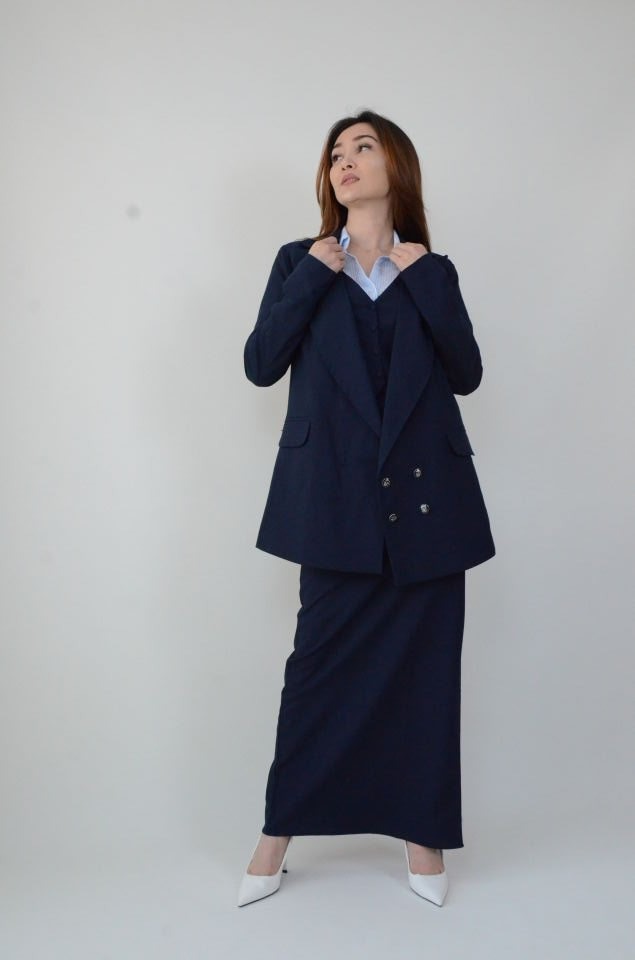 Uzun Kol Düz Lacivert Blazer
