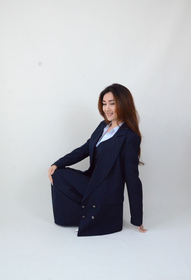 Uzun Kol Düz Lacivert Blazer