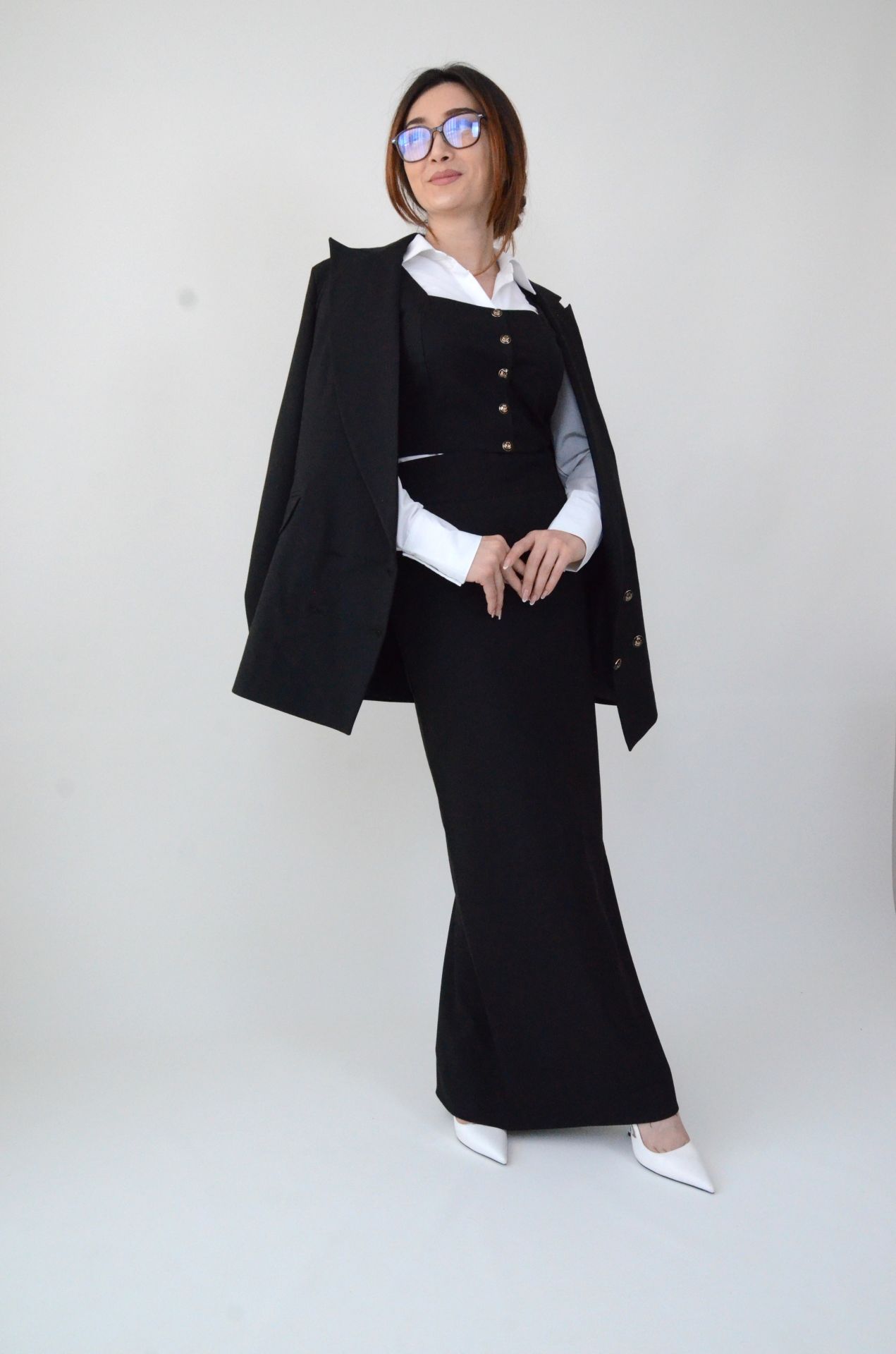 Uzun Kol Düz Siyah Blazer