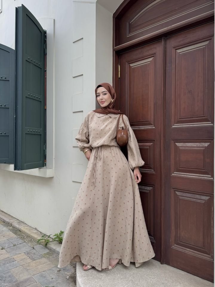 DESENLİ MÜSLİN ELBİSE