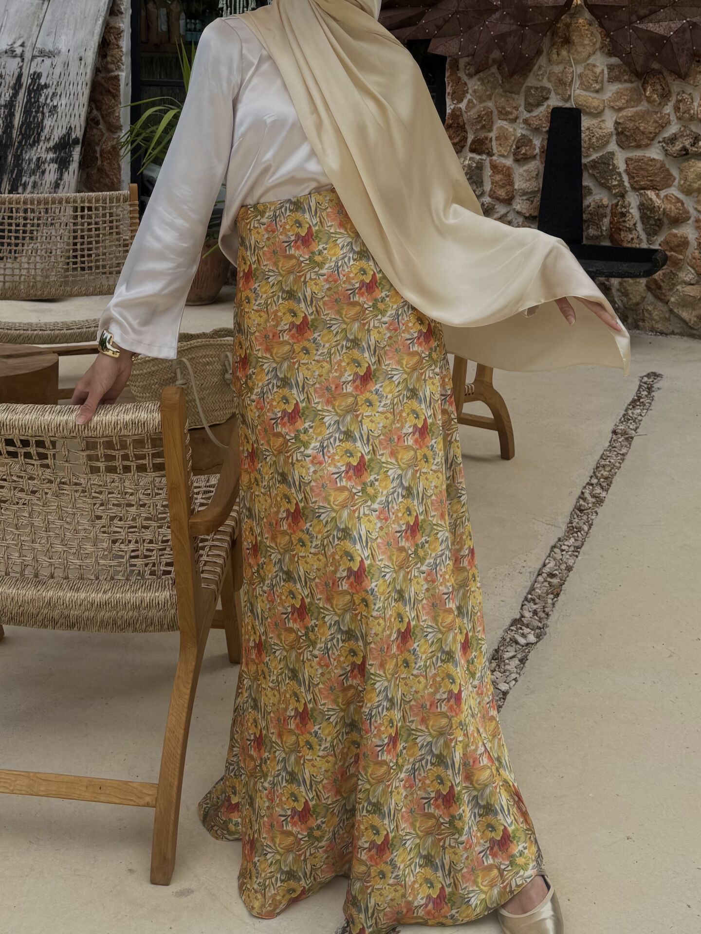 ETNİK DESEN SATEN ETEK