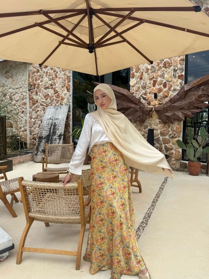 ETNİK DESEN SATEN ETEK